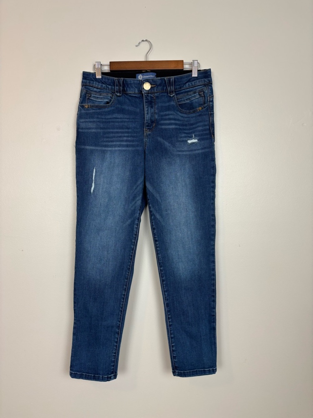 Democracy Jeans Womens 10 Ab Solution Crop Ankle Skimmer Stretch Denim in Blue